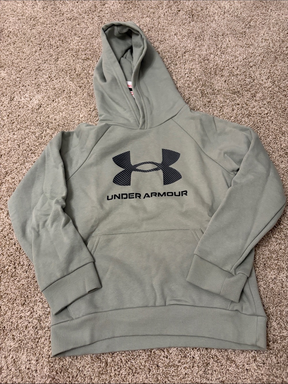 Under Armour Olive Green Pullover Hoodie with Black Logo